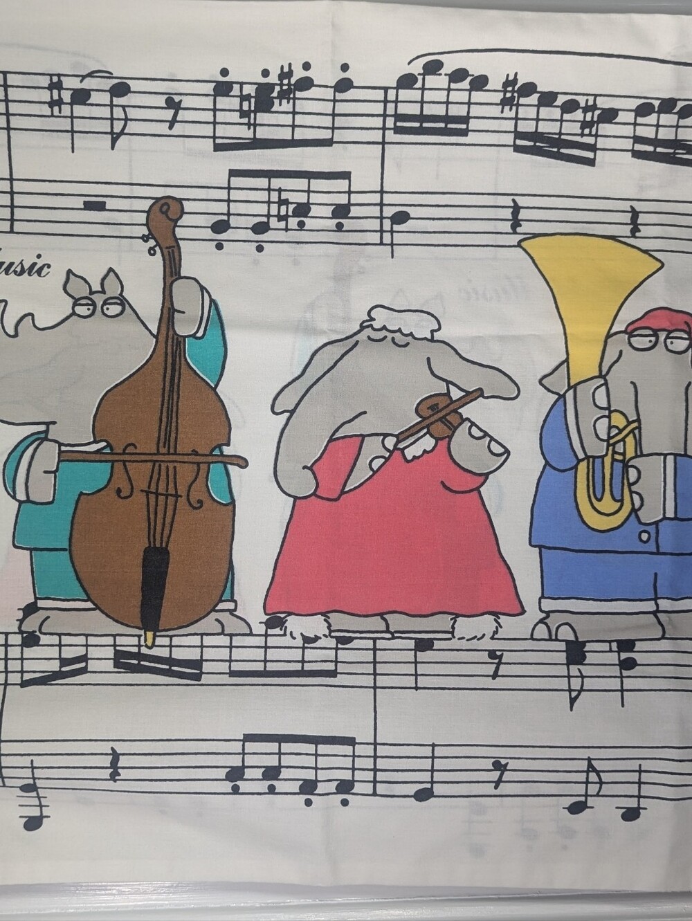 Vintage Sandra Boynton for Martex Musical Theme Standard Set Pillow Cases (2)